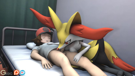 anthro anthro_penetrated balls bed black_body black_fur breasts detailed_background duo erection fellatio female female_on_human female_penetrated fur furniture genitals hand_on_leg hand_on_thigh human_on_anthro human_penetrating human_penetrating_anthro humanoid_genitalia humanoid_penis inner_ear_fluff inside interspecies male male/female male_on_anthro male_penetrating male_penetrating_female on_bed on_model oral oral_penetration penetration penile penile_penetration penis pokephilia red_body red_fur sex tuft white_body white_fur yellow_body yellow_fur glitched_securitron nintendo pokemon hilbert_(pokemon) braixen canid generation_6_pokemon human mammal pokemon_(species) 16:9 3d_(artwork) 3d_animation animated digital_media_(artwork) hi_res no_sound short_playtime source_filmmaker_(artwork) video widescreen