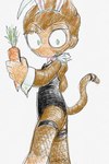 anthro arm_cuffs bow_tie bunny_costume carrot clothing costume embarrassed fishnet_clothing food holding_object looking_back male plant playboy_bunny solo vegetable unknown_artist bloons_tower_defense ninja_kiwi benjamin_(bloons) haplorhine mammal monkey primate 2:3 hi_res