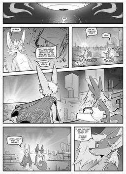 4_ears ambiguous_gender anthro clothed clothing detailed_background dialogue female group inner_ear_fluff male multi_ear nude outside simple_background speech_bubble sunset text trio tuft kifyun2 kif_yppreah mia_smith vesuvius_(undying_void) canid canine eldritch_abomination fox mammal absurd_res black_and_white comic english_text hi_res monochrome
