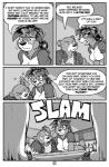 2016 adrian_gray ah_club alcohol angry anthro bear beverage bottomless canid canine canis casual_exposure clothed clothing comic cutlery digital_media_(artwork) dinner eliza_jones english_text female fishnet_clothing fork fur greyscale group hair henry_jones hi_res kitchen_utensils male mammal monochrome plate rick_griffin text tools wolf