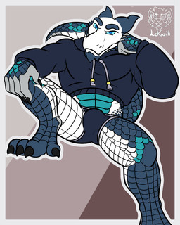 5_fingers anthro blue_body blue_eyes briefs bulge butt claws clothing crop_hoodie digitigrade feet fingers hand_on_knee hand_on_leg head_on_hand hoodie hoodie/briefs_meme horn looking_at_viewer male muscular muscular_anthro muscular_male nails scales sitting smile smiling_at_viewer smirk smirking_at_viewer solo tail toe_claws topwear underwear white_body lekazik mythology dragon mythological_creature mythological_scalie scalie 4:5 hi_res