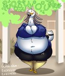 after_vore anthro anthro_pred beak belly big_belly big_breasts black_bottomwear black_clothing black_skirt bottomwear breast_expansion breasts burping cleavage clothed clothing detailed_background expansion eyes_closed feathers female female_pred grey_beak huge_belly huge_breasts inside navel overweight overweight_anthro overweight_female skirt solo thick_thighs tight_clothing vore weight_gain white_body white_feathers wide_hips the_hookaloof aggretsuko sanrio secretary_washimi accipitriform avian bird secretary_bird absurd_res hi_res