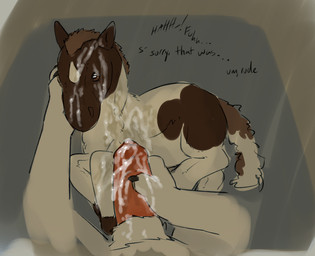 after_sex animal_genitalia bodily_fluids cum cum_on_plushie ejaculation erection feral fur genital_fluids genitals holding_penis male penis plushie plushophilia simple_background solo toy young puppyratcat felvin_(puppyratcat) canid canine canis domestic_dog mammal