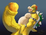 anthro belly big_belly big_penis erection foreskin genitals huge_penis hyper hyper_genitalia hyper_penis male musclegut muscular muscular_male overweight overweight_male partially_retracted_foreskin penis shell solo spikes wolfsecret mario_bros nintendo bowser koopa reptile scalie turtle