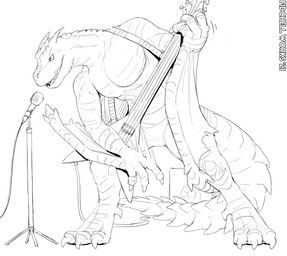 3_fingers 4_toes anthro athletic athletic_anthro athletic_male barefoot big_tail biped cheek_spikes claws crouching digitigrade electric_guitar electronics facial_spikes fangs featureless_crotch feet fingers front_view guitar half-closed_eyes head_spikes holding_object horn long_tail looking_aside looking_away male membrane_(anatomy) membranous_wings microphone motion_lines musical_instrument narrowed_eyes neck_spikes nude number open_mouth paws pecs playing_guitar playing_music plucked_string_instrument scales simple_background solo spikes spikes_(anatomy) standing string_instrument tail teeth text three-quarter_view toes white_background white_text winged_arms wings fidchellvore capcom flying_v gibson monster_hunter fan_character flying_wyvern scalie tigrex 2021 black_and_white character_request dated digital_drawing_(artwork) digital_media_(artwork) line_art monochrome sketch unfinished watermark