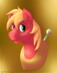 blonde_hair freckles green_eyes hair male plow_yoke solo hoodoo friendship_is_magic hasbro my_little_pony big_macintosh_(mlp) earth_pony equid equine horse mammal pony bust_portrait portrait