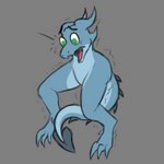 ambiguous_gender anthro armless blue_body featureless_crotch green_eyes nude null shaking shocked simple_background solo spade_tail tail tail_spines unusual_anatomy what cfoxblu slate_(cfoxblu) halfcut kobold 1:1 nonbinary_(lore)