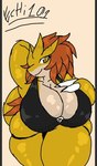 anthro big_breasts bra breasts claws cleavage clothed clothing female huge_breasts looking_at_viewer panties raised_arm simple_background skimpy solo thick_thighs underwear echi101 nintendo pokemon sandpancake generation_1_pokemon pokemon_(species) sandslash low_res