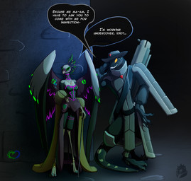3_toes 4_fingers anthro armor barefoot beak black_body black_feathers bottomwear breasts cane claws cleavage clothed clothing collar dark dialogue digitigrade dress duo feathered_wings feathers fedora feet female fingers fully_clothed glowing glowing_eyes green_eyes gun hat headgear headwear holding_object holding_weapon jewelry long_tail male male/female muzzle_(object) necklace night non-mammal_breasts ranged_weapon simple_background smile speech_bubble standing tail teeth text toe_claws toes warrior weapon wings yellow_eyes raubr1tter dreamkeepers major_stiletto scythe_(dreamkeepers) accipitriform avian bird lizard reptile scalie secretary_bird tegu teiid english_text