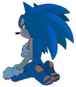 anthro bodily_fluids clothing crying gloves gloves_only handwear handwear_only head_spines male mostly_nude pawpads paws rear_view solo tail tears chaodaycare sega sonic_the_hedgehog_(series) sonic_the_hedgehog eulipotyphlan hedgehog mammal hi_res