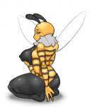 anthro female seductive sitting solo yellow_body blackbetty arthropod bee hymenopteran insect 2018 hi_res