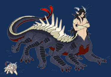 10_legs 8_legs bioluminescence black_hair blue_body blue_claws blue_horn blue_markings blue_scales bone_plates brain claws crossed_arms exposed_teeth eyeless feral forked_tail glowing hair horn long_hair male markings multi_leg multi_limb organs pale_body paws raised_paw red_claws red_underbelly scales simple_background smile solo surgical_suture tail tan_body tan_scales taurified unusual_anatomy unusual_tail vivisection_scar whiskers puppetmaster13uwu jujutsu_kaisen mythology kenjaku_(jujustsu_kaisen) dragon dragon_taur mythological_creature mythological_scalie salamander_dragon scalie taur alpha_channel