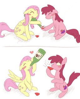 alcohol beverage blush cutie_mark drunk duo eyes_closed feathered_wings feathers female feral food fur hair long_hair open_mouth pink_body pink_fur pink_hair quadruped simple_background smile substance_intoxication tail teeth text tongue white_background wing_boner wings yellow_body yellow_feathers yellow_fur rigi friendship_is_magic hasbro my_little_pony mythology berry_punch_(mlp) fluttershy_(mlp) earth_pony equid equine horse mammal mythological_creature mythological_equine pegasus pony japanese_text
