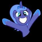 1:1 2012 absurd_res alpha_channel blue_hair cheering crown equid equine female friendship_is_magic hair hasbro headgear hi_res horn mammal my_little_pony mythological_creature mythological_equine mythology parttimebrony princess_luna_(mlp) simple_background smile solo transparent_background unicorn