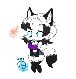 anthro big_breasts bottomwear breasts chibi cleavage clothed clothing collar female fur hotpants shirt shorts solo tank_top thick_thighs topwear white_body white_fur wide_hips temporarywizard arctic_fox canid canine fox mammal true_fox hi_res