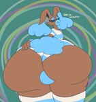 anthro backsack balls big_balls big_bulge big_butt bimbofication black_nose black_sclera blue_clothing blue_crop_top blue_ears blue_eyes blue_eyeshadow blue_inner_ear blue_legwear blue_lips blue_panties blue_shirt blue_tail blue_topwear blue_underwear bottomwear brown_ears bulge butt clothing crop_top dialogue eyelashes eyeshadow femboy genitals green_background hand_on_butt hand_on_own_butt huge_butt huge_thighs hyper hyper_butt hyper_lips legwear lips looking_at_viewer looking_back looking_back_at_viewer makeup male panties pattern_bottomwear pattern_clothing pattern_crop_top pattern_legwear pattern_panties pattern_topwear pattern_underwear rear_view shirt simple_background smile smiling_at_viewer solo tail talking_to_viewer text thick_lips thick_thighs tight_clothing topwear underwear white_clothing white_crop_top white_legwear white_panties white_topwear white_underwear pewaliver nintendo pokemon ethan_(reathe) generation_4_pokemon lagomorph leporid lopunny mammal pokemon_(species) rabbit 2024 absurd_res colored digital_media_(artwork) english_text flat_colors hi_res