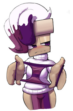 anthro blush clothed clothing female presenting_panties presenting_underwear simple_background solo punishedtooner blushcrunch_studio dandy's_world roblox brusha_(dandy's_world) animate_inanimate toon_(dandy's_world) hi_res
