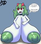 anondood anthro areola big_breasts breasts choker female green_areola green_nipples huge_breasts hyper hyper_breasts jewelry necklace nipples nude sagging_breasts solo nintendo pokemon emillie_(zanbonsen) generation_3_pokemon kirlia pokemon_(species) hi_res