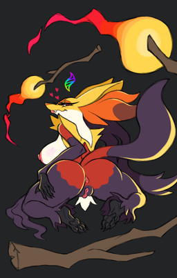 4_toes anthro anus bedroom_eyes big_breasts big_butt black_background breasts broom butt cheek_tuft claws cleaning_tool elemental_manipulation facial_tuft fangs feet female fire fire_manipulation fluffy fluffy_ears fluffy_tail genitals hand_on_butt hand_on_leg hand_on_thigh heart_symbol inviting lips mature_female narrowed_eyes nipples pawpads paws pubes rim_light seductive simple_background sitting sitting_on_ground smile smiling_at_viewer solo tail teeth toe_claws toes tuft vulva warm yellow_body poisonfang nintendo pokemon canid canine fox generation_9_pokemon humanoid mammal mega_delphox mega_evolution pokemon_(species) hi_res