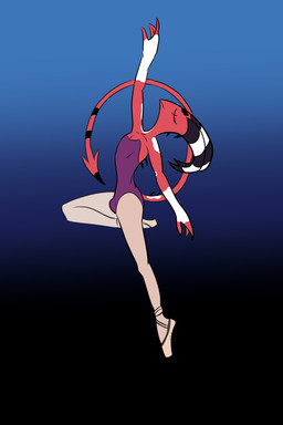 anthro ballerina ballet bulge clothed clothing crossdressing dance_shoes dancewear en_pointe femboy footwear legwear leotard male pointe_shoes shoes solo stockings reachahighernoon hellaverse helluva_boss blitzo_(helluva_boss) imp hi_res