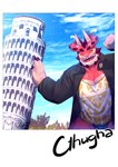 anthro classical_architecture leaning_tower_of_pisa male medieval_architecture monument muscular muscular_anthro pecs photo romanesque_architecture solo tentacles rashuubanana lifewonders mythology tokyo_afterschool_summoners cthugha_(tas) dragon mythological_creature mythological_scalie scalie absurd_res hi_res