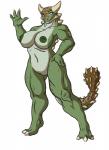 3_toes anthro areola biceps big_breasts biped blue_eyes breasts brown_tail clubbed_tail erect_nipples feet female genitals green_body green_nipples green_scales horn long_tail looking_at_viewer muscular muscular_anthro muscular_female navel nipples non-mammal_breasts nude pussy scales smile solo spiked_tail spikes spikes_(anatomy) standing tail toes weapon_tail lordstevie ankylosaurian ankylosaurid ankylosaurus dinosaur ornithischian prehistoric_species reptile scalie thyreophoran 2015 hi_res