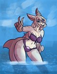 anthro bikini bikini_bottom bikini_top breasts clothed clothing female hair outside simple_background sky smile solo swimwear tail topwear two-piece_swimsuit water marshbreeze fish humanoid marine shark digital_drawing_(artwork) digital_media_(artwork) hi_res