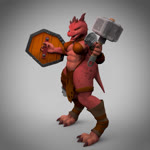 4_horns abs anthro big_tail bottomwear bra breasts clothed clothing digitigrade female hammer horn loincloth long_tail maul multi_horn muscular muscular_anthro muscular_female non-mammal_breasts red_body red_scales scales shield skimpy solo tail tapering_tail thick_tail tongue tongue_out tools underwear bambookat kobold scalie 1:1 3d_(artwork) animated digital_media_(artwork) huge_filesize no_sound short_playtime turntable_(animation) webm