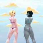 black_lips butt clothing cloud duo eye_contact female horn lips looking_at_another not_furry panties rear_view thong underwear glub-on-it zaagn homestuck ms_paint_adventures rose_lalonde terezi_pyrope alien alien_humanoid horned_humanoid human humanoid mammal troll_(homestuck) 1:1