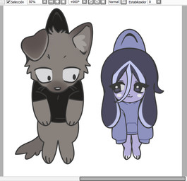 ambiguous_gender anthro chibi clothing duo hoodie paws purple_body shirt smile t-shirt tail topwear burbunaranjo clinical_trial angel_martinez lee_smith canid canine canis domestic_dog lagomorph leporid mammal rabbit nonbinary_(lore)