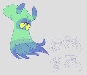 ambiguous_gender blue_spots brown_eyes duo feral green_body green_tentacles half-closed_eyes narrowed_eyes simple_background spots strangling tentacles white_background yellow_eyes seddient disney finding_dory finding_nemo pixar hank_(finding_dory) giant_pacific_octopus 2022 hi_res