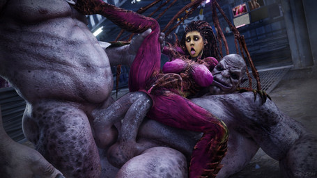 anal anal_penetration anus big_breasts bone_wings breasts double_anal double_penetration exoskeleton female genitals group larger_male leg_grab male male/female nipples penetration sex size_difference smaller_female spread_legs spreading tongue tongue_out trio unusual_anatomy unusual_wings vulva wings samsonnsfw blizzard_entertainment starcraft infested_kerrigan sarah_kerrigan alien humanoid monster monstrous_humanoid zerg 16:9 hi_res widescreen