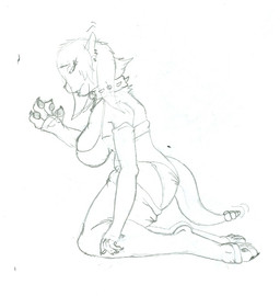 anthro claws clothing collar female fur mental_transformation scales solo transformation isteltheblue istelthedragon fallout microsoft canid canine hybrid mammal night_stalker_(fallout) reptile scalie snake monochrome