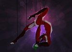 abstract_background acrobat acrobatics anthro backbend black_ears black_nose black_sclera contortionism digitigrade dim_lighting dipstick_tail flexible fur gloves_(marking) green_eyes green_inner_ear green_tail_tip leg_markings male markings nude red_body red_fur side_butt socks_(marking) solo suspension tail tail_markings buns_with_cinnamon victor_johansen canid canine fox mammal 2020