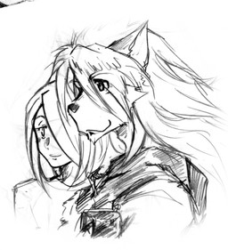 anthro clothing duo female wind titanblood mythology canid canine canis mammal mythological_canine mythological_creature werecanid werecanine werecreature werewolf wolf low_res monochrome