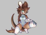 anthro armwear big_ears big_eyes bodysuit braided_hair breasts clothing elbow_gloves female gloves hair handwear legwear michani multicolored_hair skinsuit solo thick_thighs thigh_highs tight_clothing haruthedog sega sonic_the_hedgehog_(series) fan_character kangaroo macropod mammal marsupial