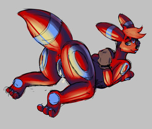 anthro blue_markings bodily_fluids bound female fur genital_fluids genitals hands_tied markings paws pokemorph red_body red_fur simple_background solo tongue tongue_out vaginal_fluids vulva deadpozzum nintendo pokemon eeveelution generation_2_pokemon pokemon_(species) umbreon shaded