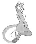 anthro areola breasts butt digitigrade eyebrows feet female fur inner_ear_fluff neck_tuft nipples nude pawpads side_boob small_breasts solo tuft netuk mythology canid canine mammal mythological_canine mythological_creature werecanid werecanine werecreature werewolf 2024 absurd_res hi_res monochrome sketch