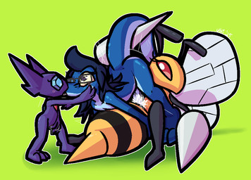 antennae_(anatomy) anthro anthro_on_feral anthro_penetrating anthro_penetrating_feral bestiality black_antennae black_body black_exoskeleton black_stripes blue_body blue_hair blue_penis blue_scales bodily_fluids cum cum_from_vagina cum_in_vagina cum_inside cum_on_penis cum_splatter erection exoskeleton eyewear eyewear_only female female_penetrated feral feral_penetrated fingering genital_fluids genitals glasses glasses_only grey_eyewear grey_glasses group group_sex hair head_grab heart_eyes heart_symbol insect_wings male male/female male_penetrating male_penetrating_female nude penetration penis purple_body purple_eyes red_sclera scales sex striped_body striped_exoskeleton stripes threesome thrusting trio vaginal vaginal_fingering vaginal_fluids vein veiny_penis wearing_glasses white_eyes wings yellow_body yellow_exoskeleton yellow_sclera ultilix nintendo pokemon ulti_(ultilix) arthropod beedrill generation_1_pokemon generation_3_pokemon lizard pokemon_(species) reptile sableye scalie 2026