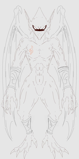anklet anthro bracelet claws ear_frill empty_eyes featureless_chest featureless_crotch frill_(anatomy) jewelry looking_at_viewer male membrane_(anatomy) membranous_wings nude solo toe_claws wings shadowsoulful capcom demon's_crest gargoyle's_quest ghosts_'n_goblins firebrand demon gargoyle red_arremer absurd_res hi_res sketch