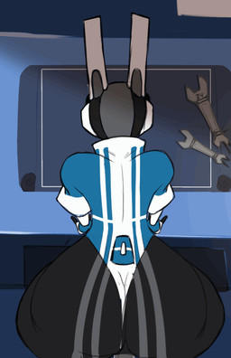 anthro anus big_butt black_body bodily_fluids butt clothed clothing cum cum_in_ass cum_inside disembodied_penis duo ejaculation electronics female from_behind_position furniture genital_fluids genitals headgear headphones huge_butt long_ears machine male male/female penetration penile penile_penetration penis penis_in_vagina rear_view sex table tail thick_thighs vaginal vaginal_penetration this0nedude_tod project_turboblast tempo_(project_turboblast) humanoid lagomorph leporid mammal rabbit robot robot_anthro animated