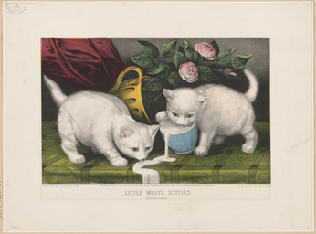 ambiguous_feral ambiguous_gender container cup detailed_background digitigrade drinking drinking_milk duo feral flower fur leaf milk paws plant quadruped rose_(flower) standing tail text tongue tongue_out vase whiskers white_body white_fur young young_ambiguous young_feral unknown_artist currier_and_ives public_domain domestic_cat felid feline felis mammal 1871 19th_century absurd_res ancient_art english_text hi_res huge_filesize lithograph_(artwork) traditional_media_(artwork)