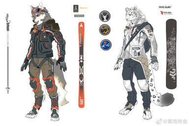 anthro backpack biped black_backpack black_body black_bottomwear black_clothing black_fur black_gloves black_handwear black_jacket black_nose black_pants black_topwear blue_eyes boots bottomwear brown_body brown_bottomwear brown_clothing brown_fur brown_pants clothed clothing digitigrade_footwear eyewear eyewear_on_head fingerless_gloves footwear fur furgonomic_footwear furgonomics gloves goggles goggles_on_head grey_body grey_fur handwear jacket knee_pads legwear logo long_pants male multicolored_body multicolored_fur pants red_eyewear red_goggles shirt shoes simple_background ski_boots ski_goggles ski_pole skiing snowboard solo standing straps swiss_flag tail text toeless_footwear topwear two_tone_body two_tone_fur white_background white_body white_clothing white_eyes white_fur white_jacket white_topwear winter_clothing yoshi.kaoru canid canine canis felid mammal pantherine snow_leopard wolf 3:2 digital_media_(artwork) english_text hi_res model_sheet
