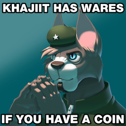 anthro blue_background blue_eyes brown_body brown_fur cheek_tuft claws clothed clothed_anthro clothed_male clothing eye_scar facial_hair facial_scar facial_tuft finger_claws fur gradient_background hat head_tuft headgear headwear male scar simple_background solo text tuft white_body white_fur el_brapitto microsoft the_elder_scrolls felid khajiit mammal 1:1 english_text hi_res meme