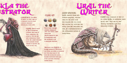 anthro beak elderly fangs gown loose_feather multi_limb quill renaissance_architecture renaissance_clothing sand speech_bubble teeth text skekla_(artist) the_dark_crystal skekla_the_illustrator alien mystics skeksis urru comic english_text hi_res model_sheet herm_(lore)