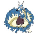 anthro antlers big_tail blue_hair feet female female/female fluffy fluffy_tail fur hair horn huge_tail hyper hyper_tail scalie_tail solo tail text unusual_anatomy unusual_tail white_body white_fur bimbo_brine mythology animal_humanoid dragon dragon_humanoid humanoid mythological_creature mythological_scalie scalamogh scalie absurd_res english_text hi_res model_sheet