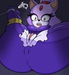 absurd_res anthro blaze_the_cat breasts clothing domestic_cat felid feline felis female fur genitals hi_res latex mammal pink_pussy purple_body purple_fur pussy renegade-157 sega solo sonic_the_hedgehog_(series) torn_clothing