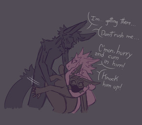 anthro assisted_impregnation assisted_rape assisted_sex biped blush bodily_fluids butt chokehold dialogue docked_tail doggystyle double_teamed eyebrows eyelashes eyeliner eyes_closed female fighting_back forced from_behind_position genitals group hair headlock imminent_impregnation looking_at_another looking_at_partner makeup male male/male male_penetrated male_penetrating male_penetrating_male mask masked_male nude open_mouth penetration penile penile_penetration penis questionable_consent rape scared sex short_tail smile speech_bubble standing standing_doggystyle standing_sex straining sweat sweatdrop tail text thick_eyebrows thrusting thrusting_forward trio pantheggon capcom monster_hunter bunny_(pantheggon) heron_(pantheggon) vermuda_(pantheggon) felid feline felis flying_wyvern kobold mammal nightshade_paolumu paolumu pink_rathian rath_wyvern rathian scalie 2026 digital_drawing_(artwork) digital_media_(artwork) english_text