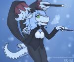 2016 6:5 anthro biped breasts clothed clothing colored digital_media_(artwork) dragon female fur hair halloween holidays horn looking_at_viewer mythological_creature mythological_scalie mythology non-mammal_breasts open_mouth scalie shadry-chan simple_background smile solo standing tail text toony wings