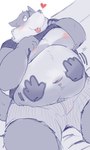 2024 anthro belly belly_rub big_belly blush canid canine canis clothed clothing clothing_lift dain_4201 domestic_dog hi_res kemono male mammal moobs navel nipples overweight overweight_male shirt shirt_lift solo_focus tongue tongue_out topwear underwear